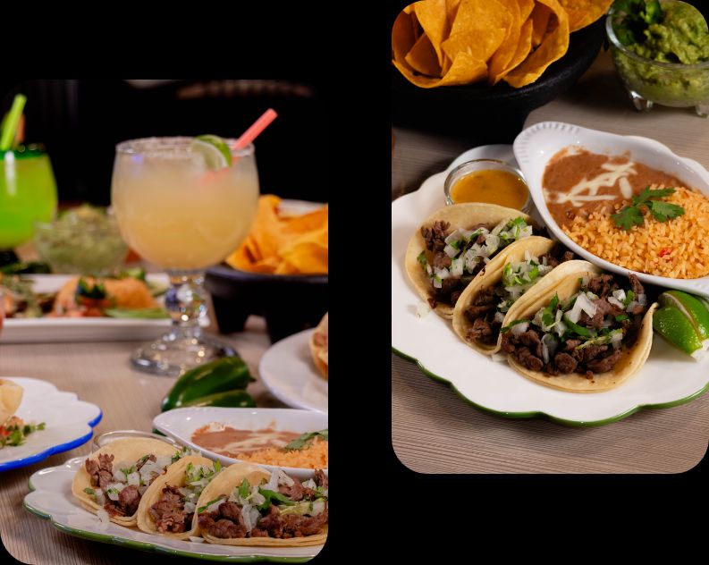 Tacos chips and guacamole