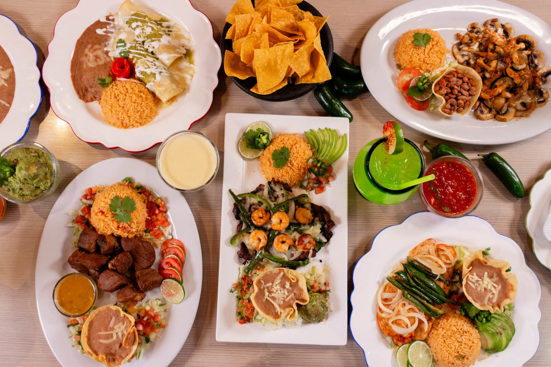 Overhead Mexican food spread